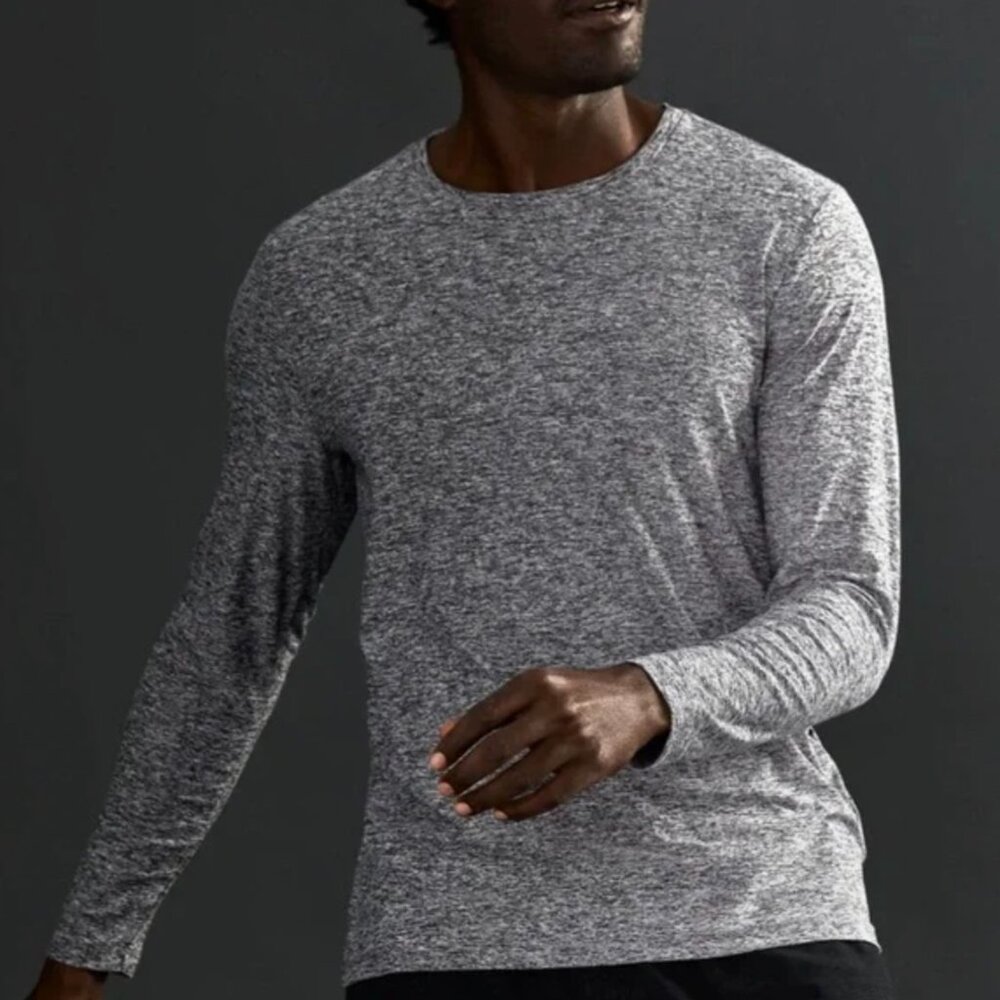 NWT Beyond Yoga Always Beyond Men's Heathered Gray Long Sleeve Tee Size M